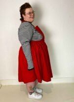 Red gathered pinafore - ref 161 - Resale item - Approx UK 22-24