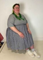 Gingham Gathered Skirt - ref 147 - Resale item - Approx UK 30-32