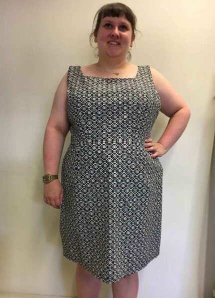 Greyscale geometric cotton-mix mini dress - ref 142 - Resale item - UK 18-20