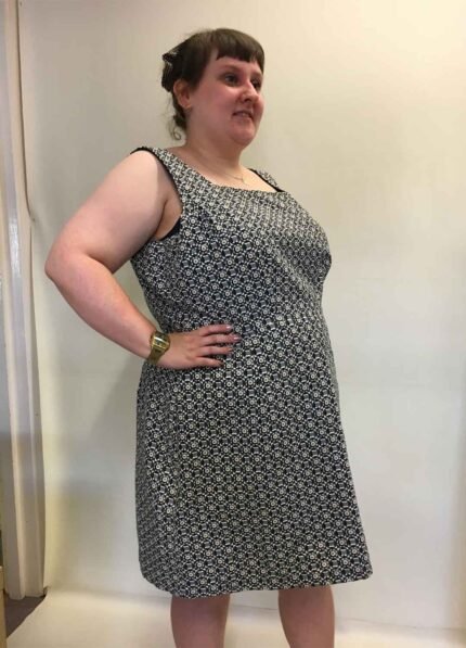 Greyscale geometric cotton-mix mini dress - ref 142 - Resale item - UK 18-20