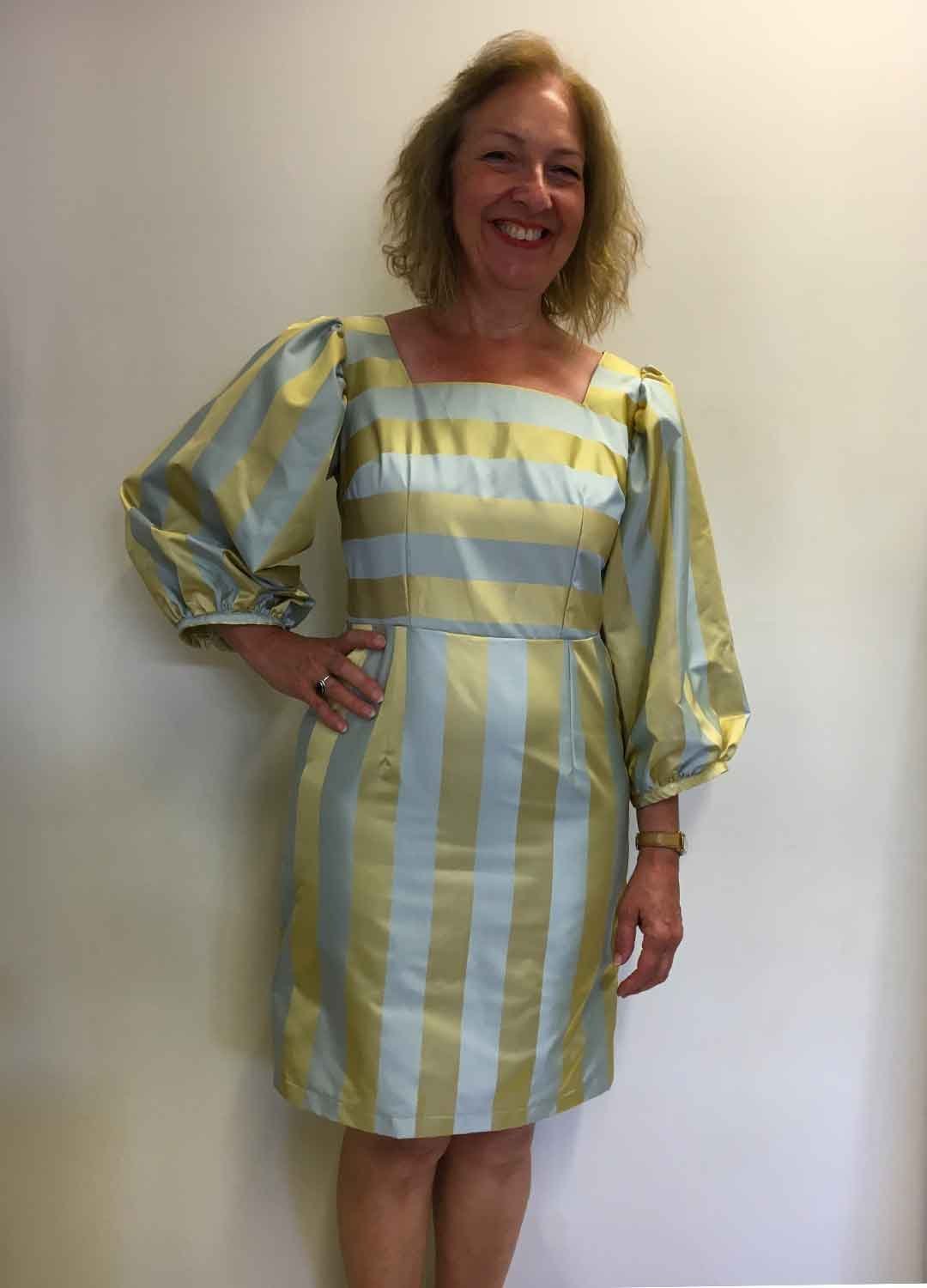 Gold striped taffeta mini dress - ref 143 - Resale item - UK 12-14