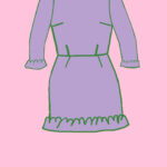 Make your own kit: Mini dress with classic or round neckline with 3/4 sleeves, sleeve + skirt hem frills (Kit ref: I27)