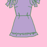 Make your own kit: A-line dress with classic or round neckline with shoulder ties + skirt hem frill (Kit ref: I36)