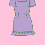 Make your own kit: Mini dress with square neckline with short gathered sleeves + skirt hem frill (Kit ref: I31)